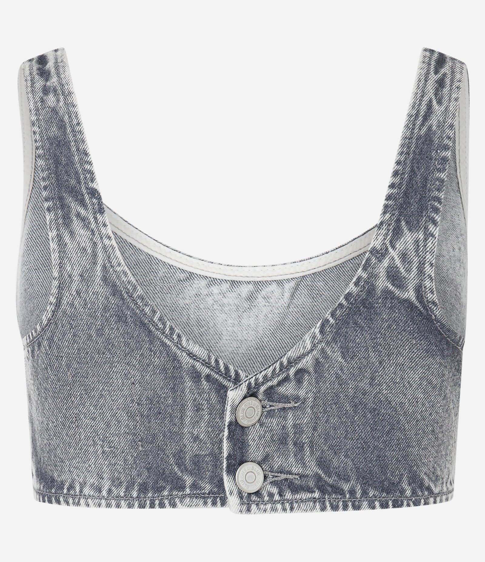 Top de Alça em Jeans com Recortes no Busto e Decote U Cinza 6