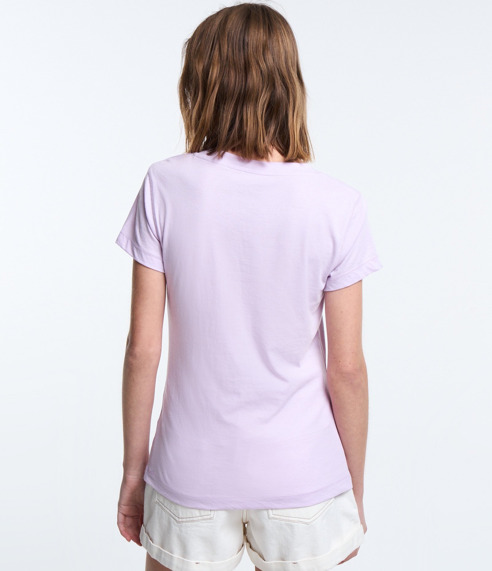 Blusa Básica em Algodão com Bolsinho Frontal Lilás 3