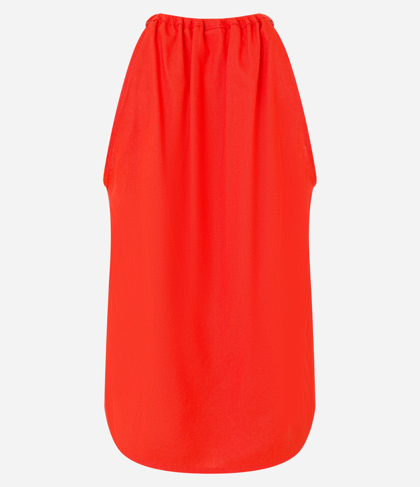 Blusa Regata em Viscolinho Gola com Abertura Franzida e Botão Laranja 6
