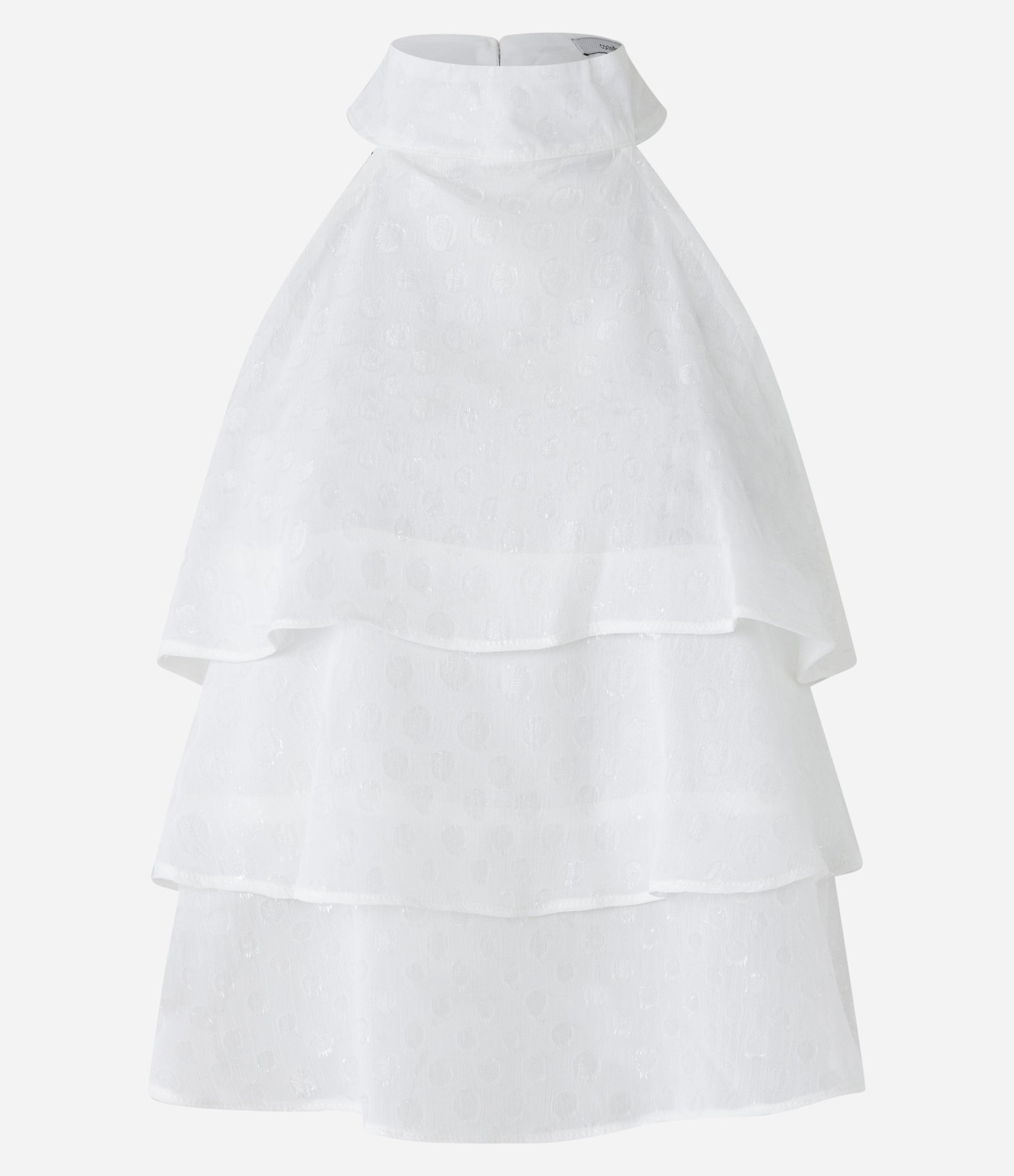 Blusa em Crepe com Fechamento na Gola e Babados Frontais Branco Neve 6