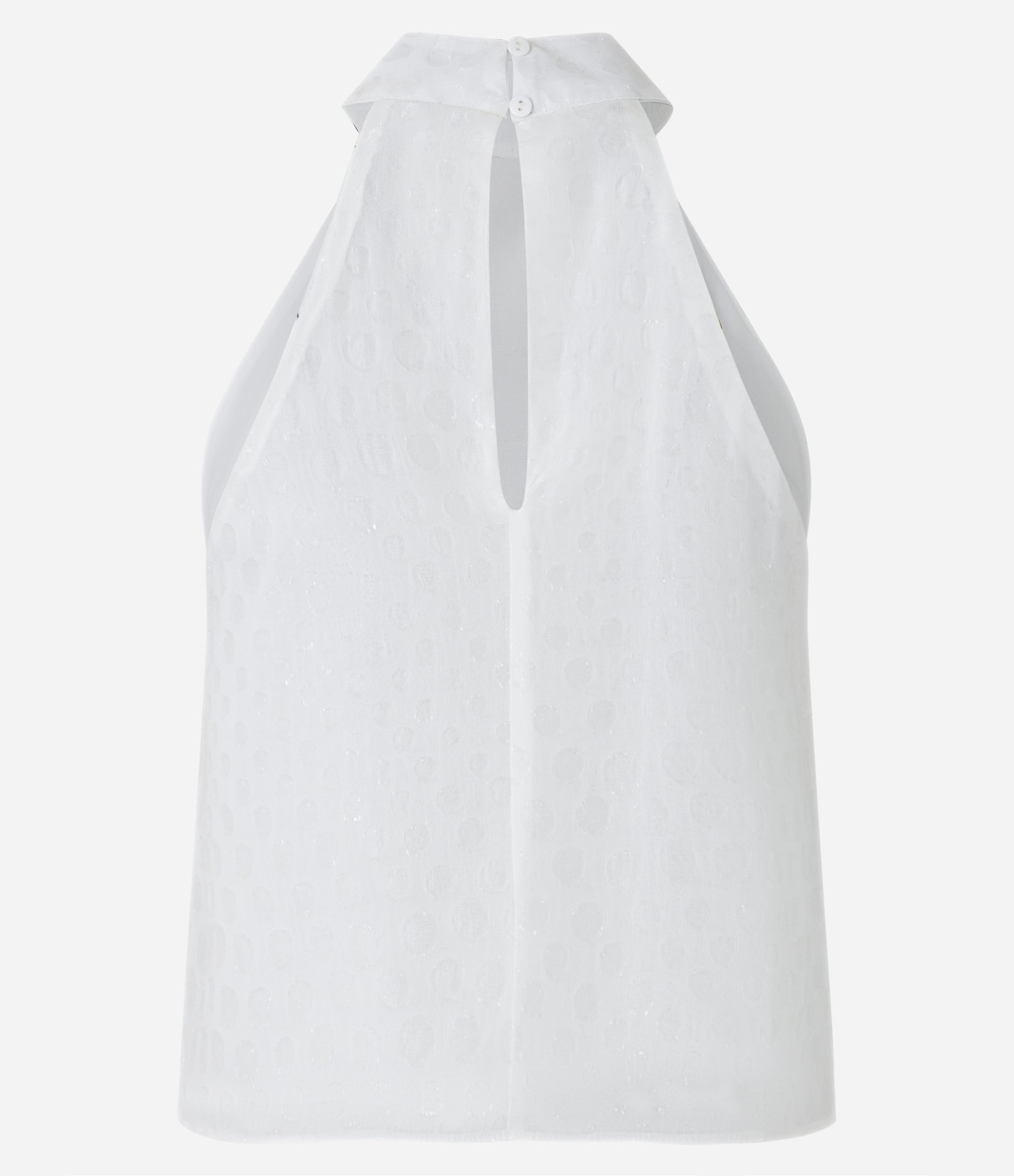 Blusa em Crepe com Fechamento na Gola e Babados Frontais Branco Neve 8