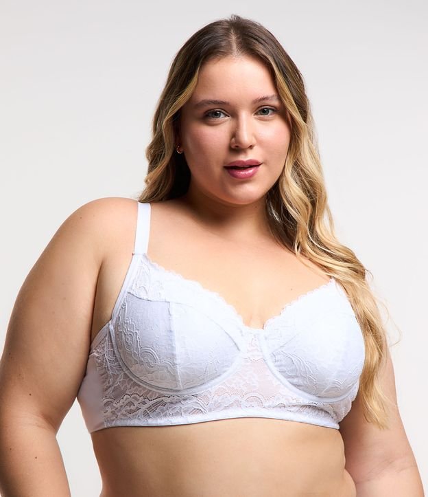 Sutiã Alongado Meia Taça em Renda Floral sem Bojo com Aro Curve & Plus Size