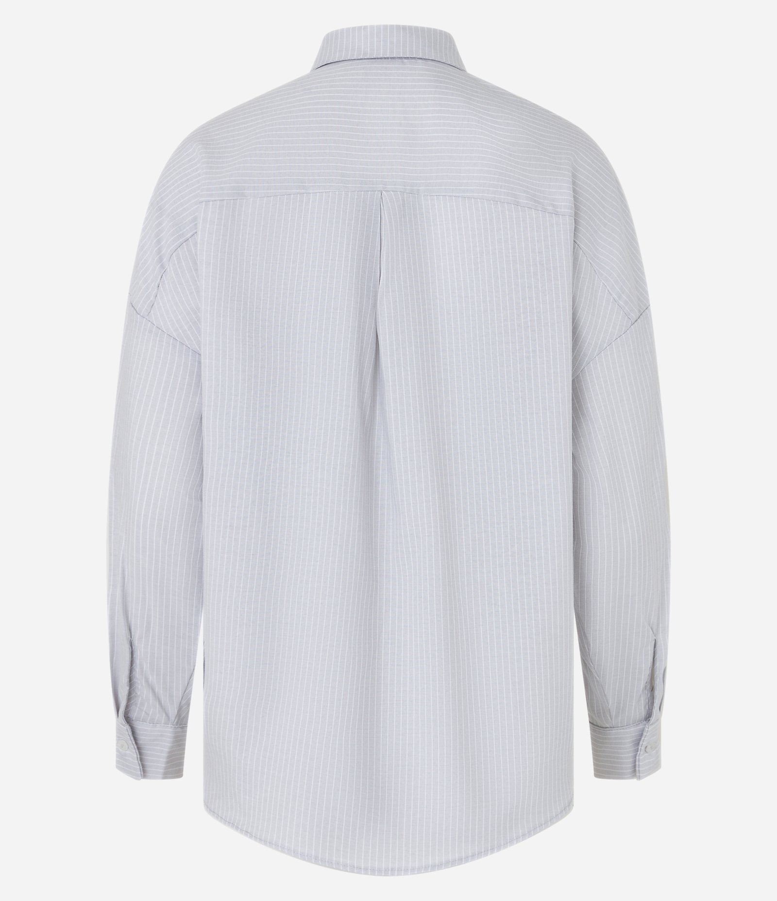 Camisa em Tricoline Listrado com Abotoamento Cinza 6
