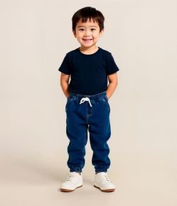 Calça Jogger Infantil em Jeans com Cós Elástico - Tam 1 a 5 Anos
