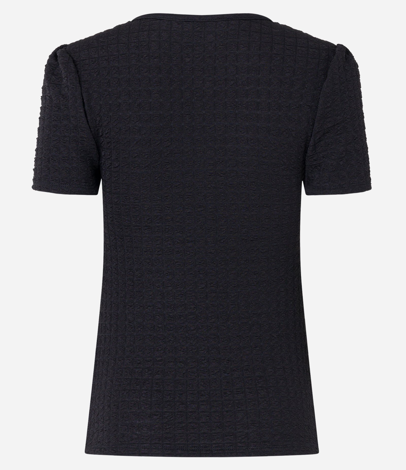 Blusa Manga Curta com Textura Xadrez Preto 9