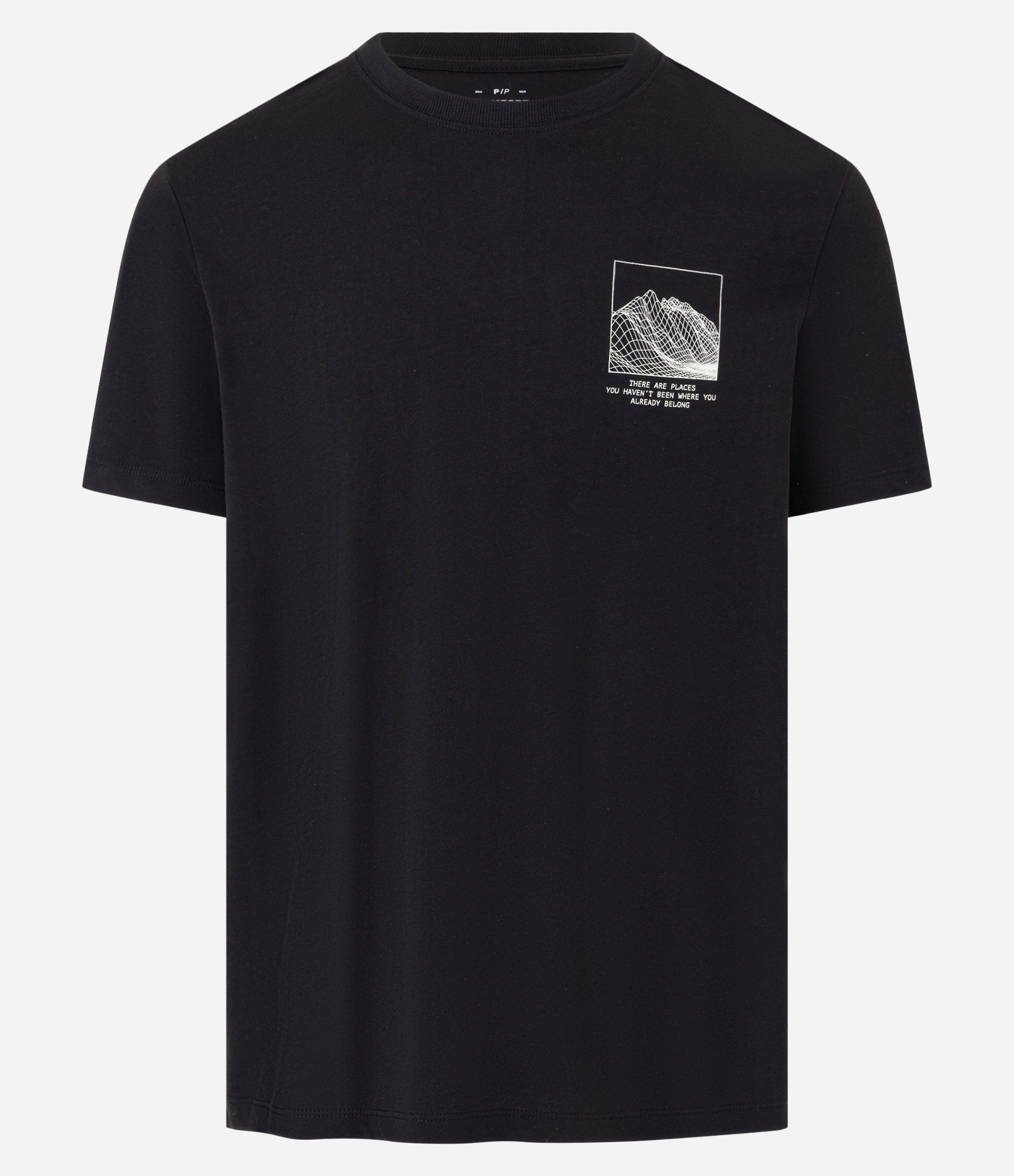 Camiseta Comfort em Malhão com Estampa de Montanha Preto 6