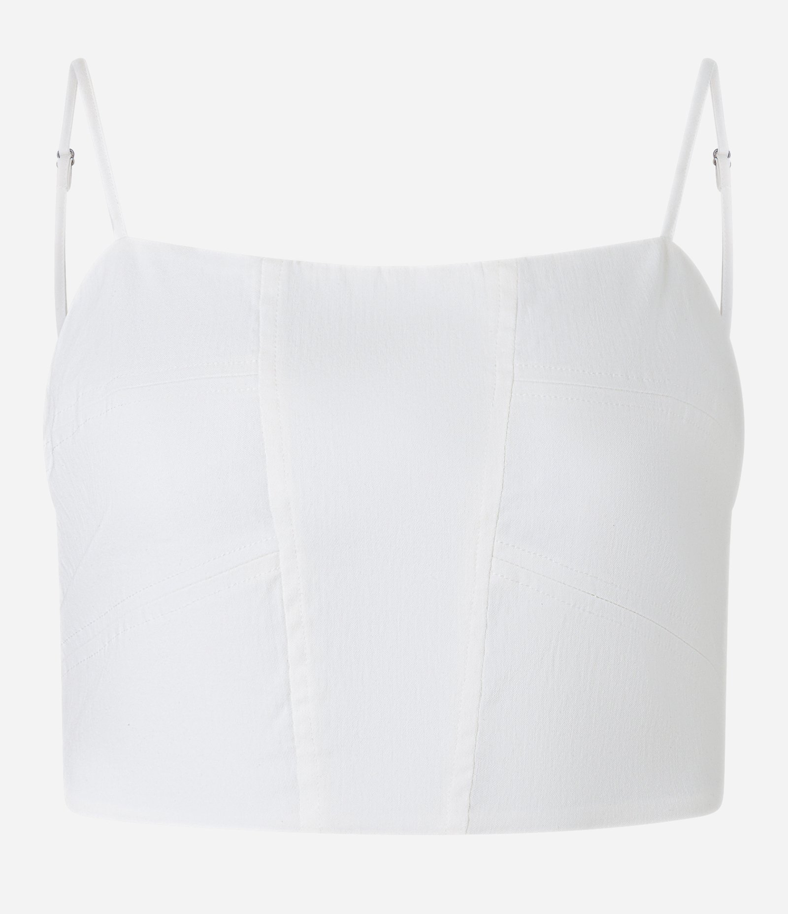 Blusa Cropped de Alça em Bengaline com Recortes Branco 5