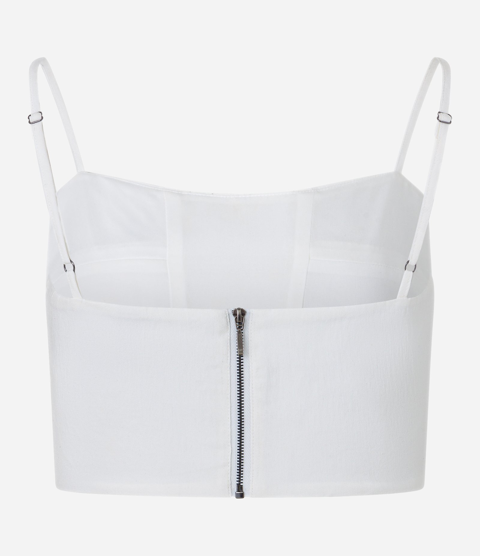 Blusa Cropped de Alça em Bengaline com Recortes Branco 6