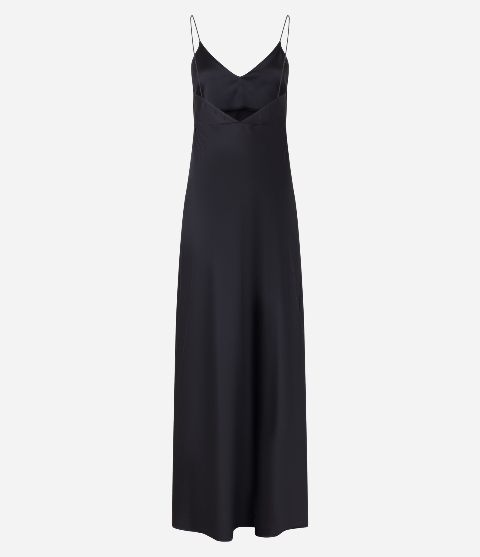 Vestido Longo em Cetim com Alça Fina e Costas Abertas Preto 6