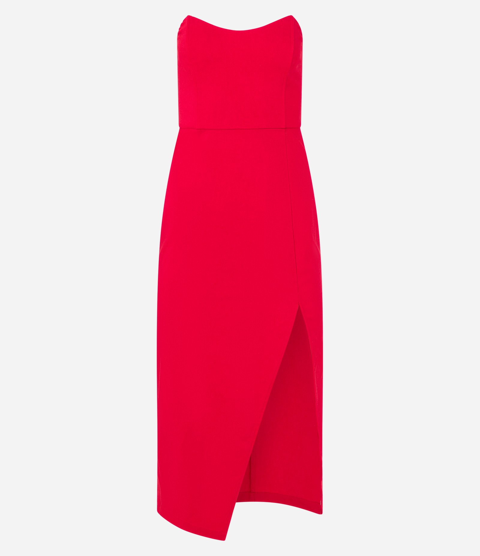 Vestido Midi Tomara Que Caia em Bengaline com Fenda Vermelho 5