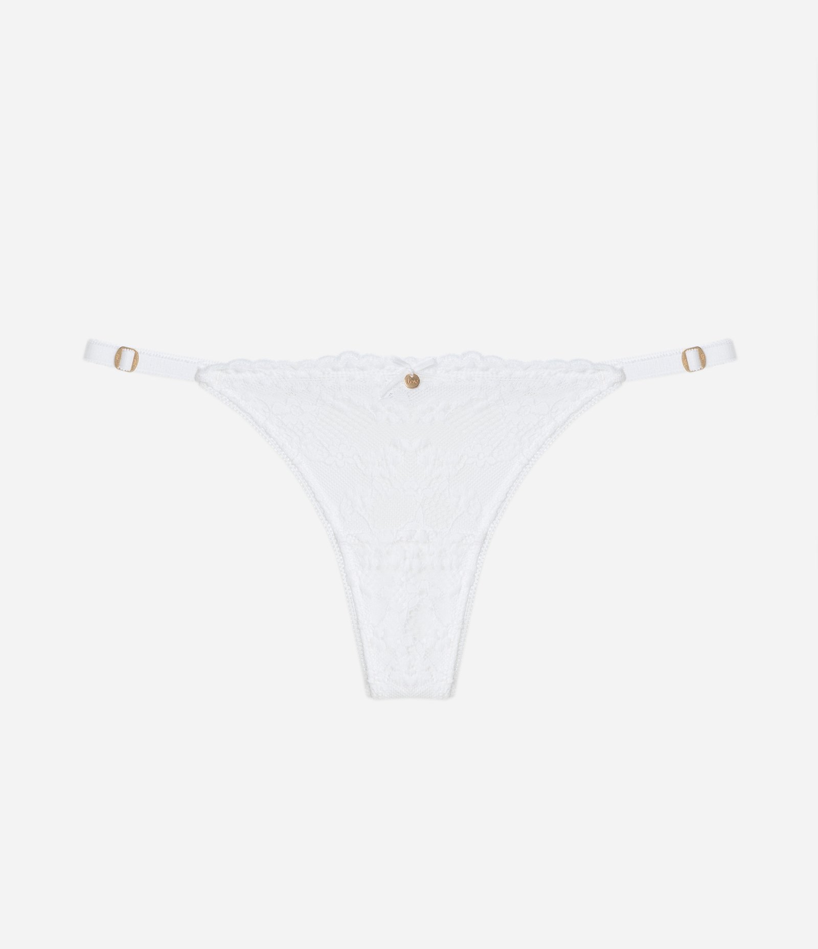 Calcinha String Fio em Renda com Textura Floral Branco Neve 4