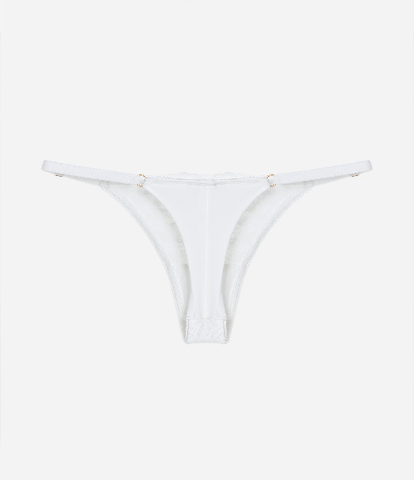 Calcinha String Fio em Renda com Textura Floral Branco Neve 5