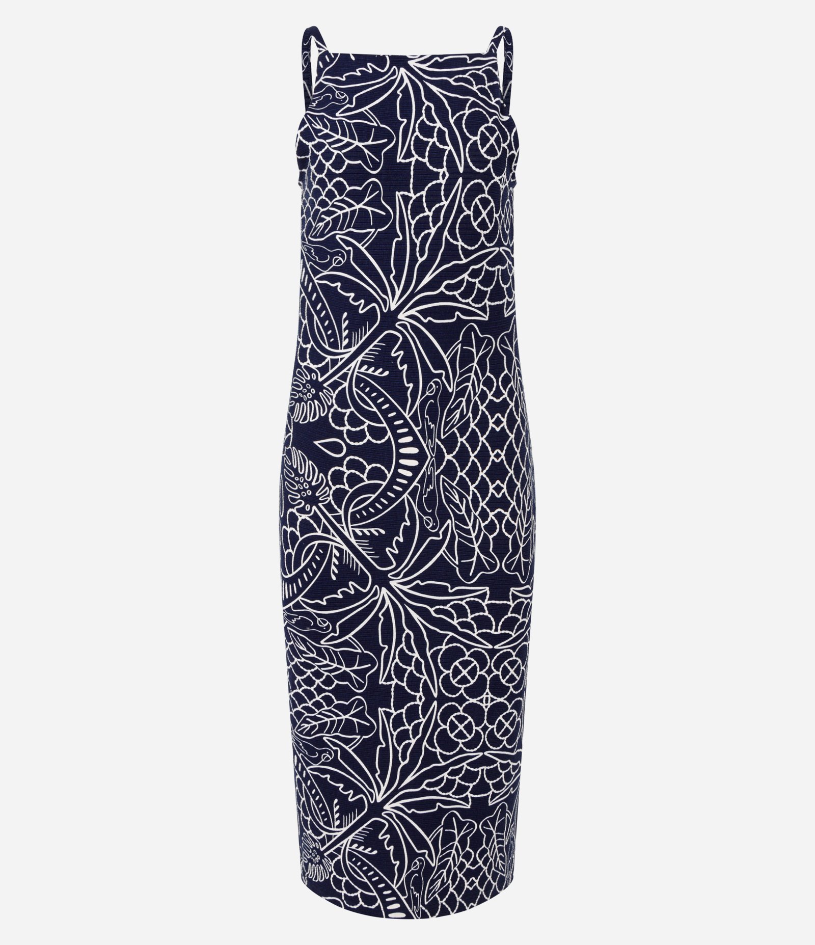 Vestido Midi em Viscose com Decote Costas e Estampa Tropical Azul Marinho 6
