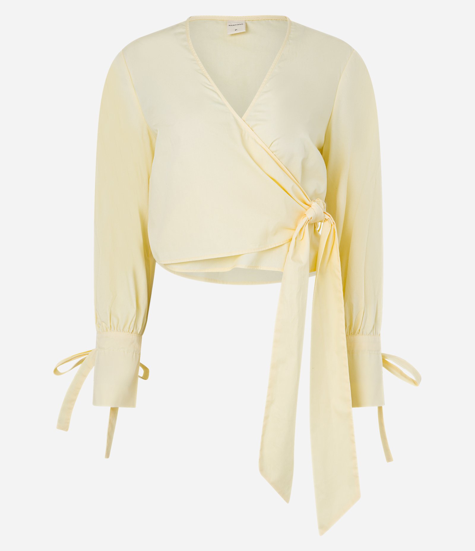 Camisa em Tricoline com Transpasse Frontal e Amarração Lateral Amarelo 5