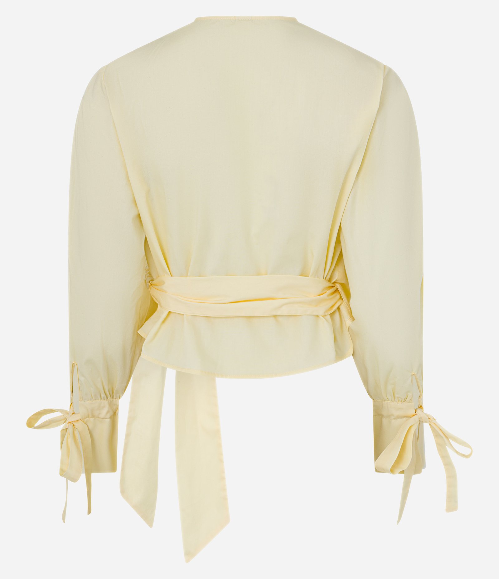 Camisa em Tricoline com Transpasse Frontal e Amarração Lateral Amarelo 6