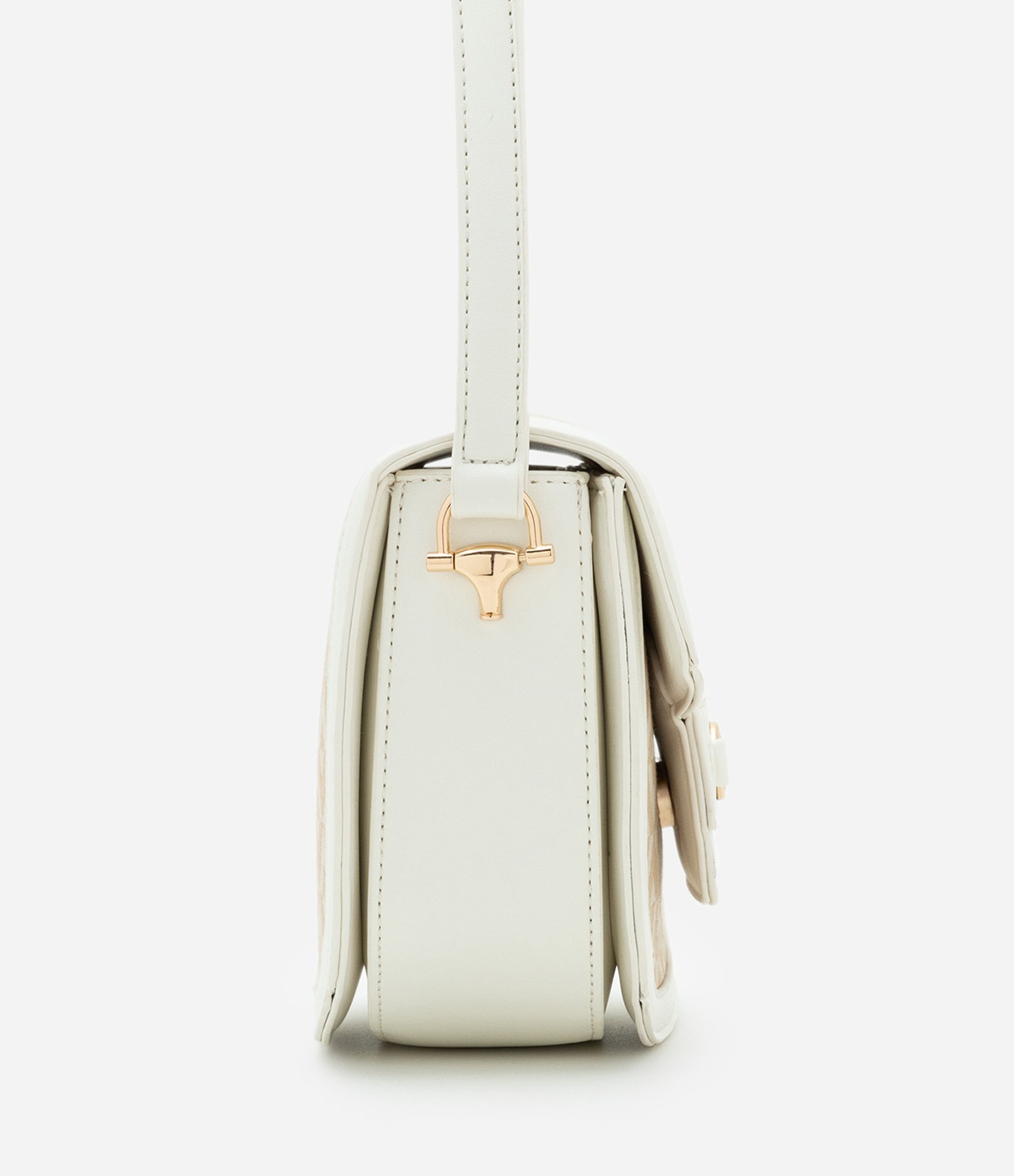 Bolsa Transversal Pequena em Algodão Estampa em Jacquard e Detalhe de Metal Off White 2