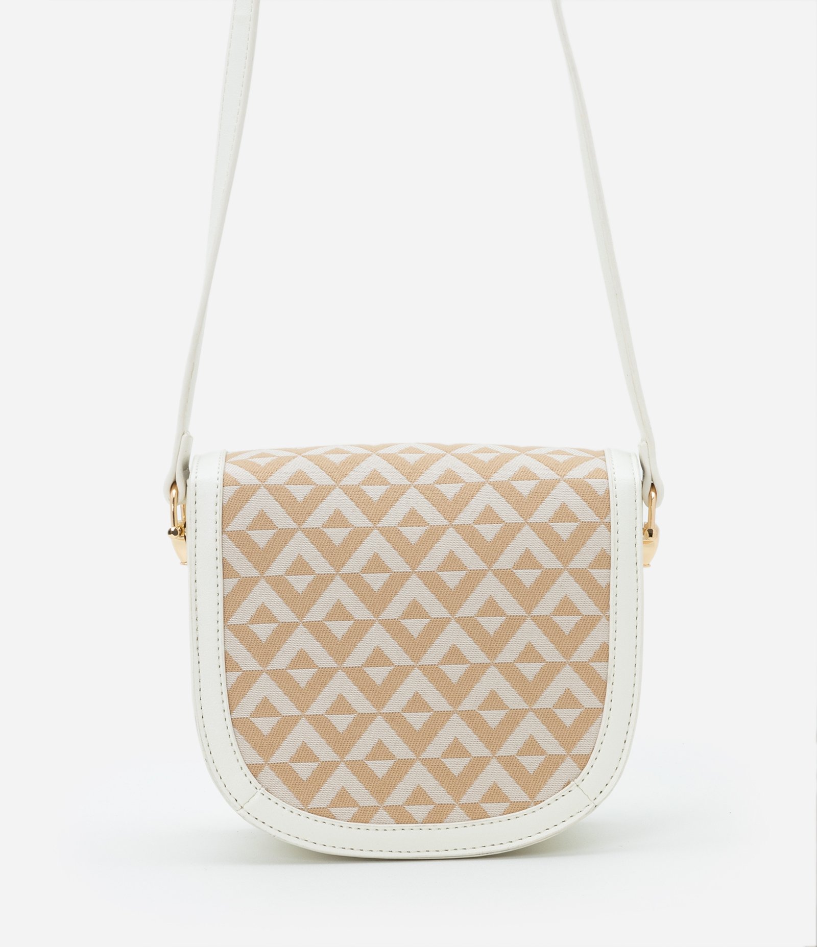 Bolsa Transversal Pequena em Algodão Estampa em Jacquard e Detalhe de Metal Off White 3