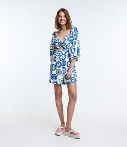 Macaquinho em Viscolinho com Argola e Estampa Tropical