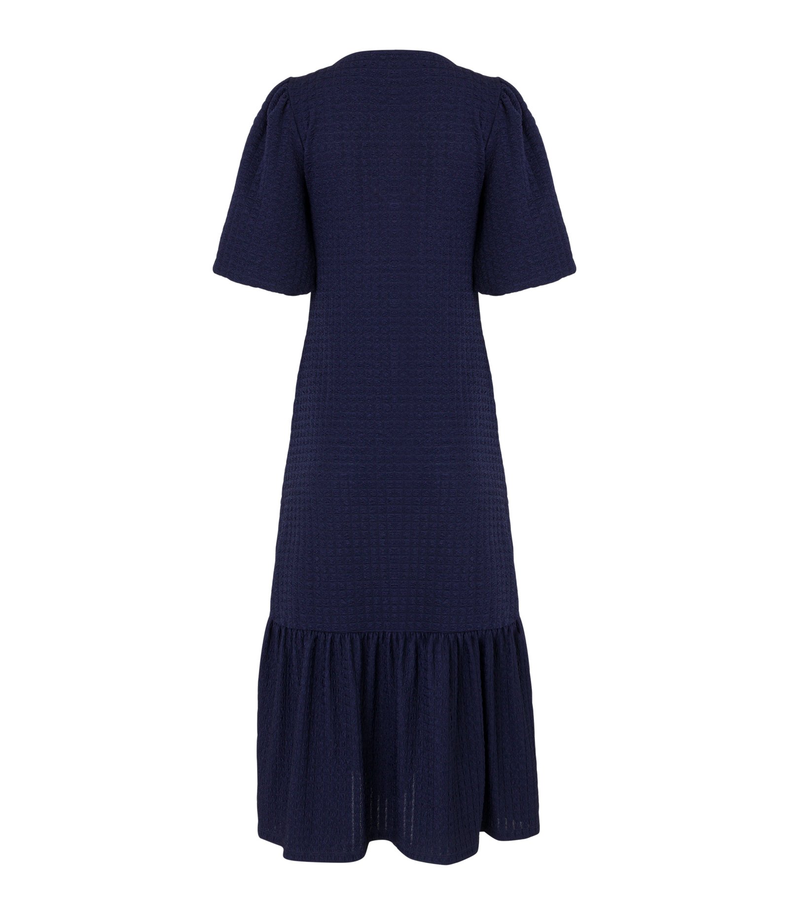 Vestido Midi com Recorte Franzido na Barra e Texturas Azul Marinho 10