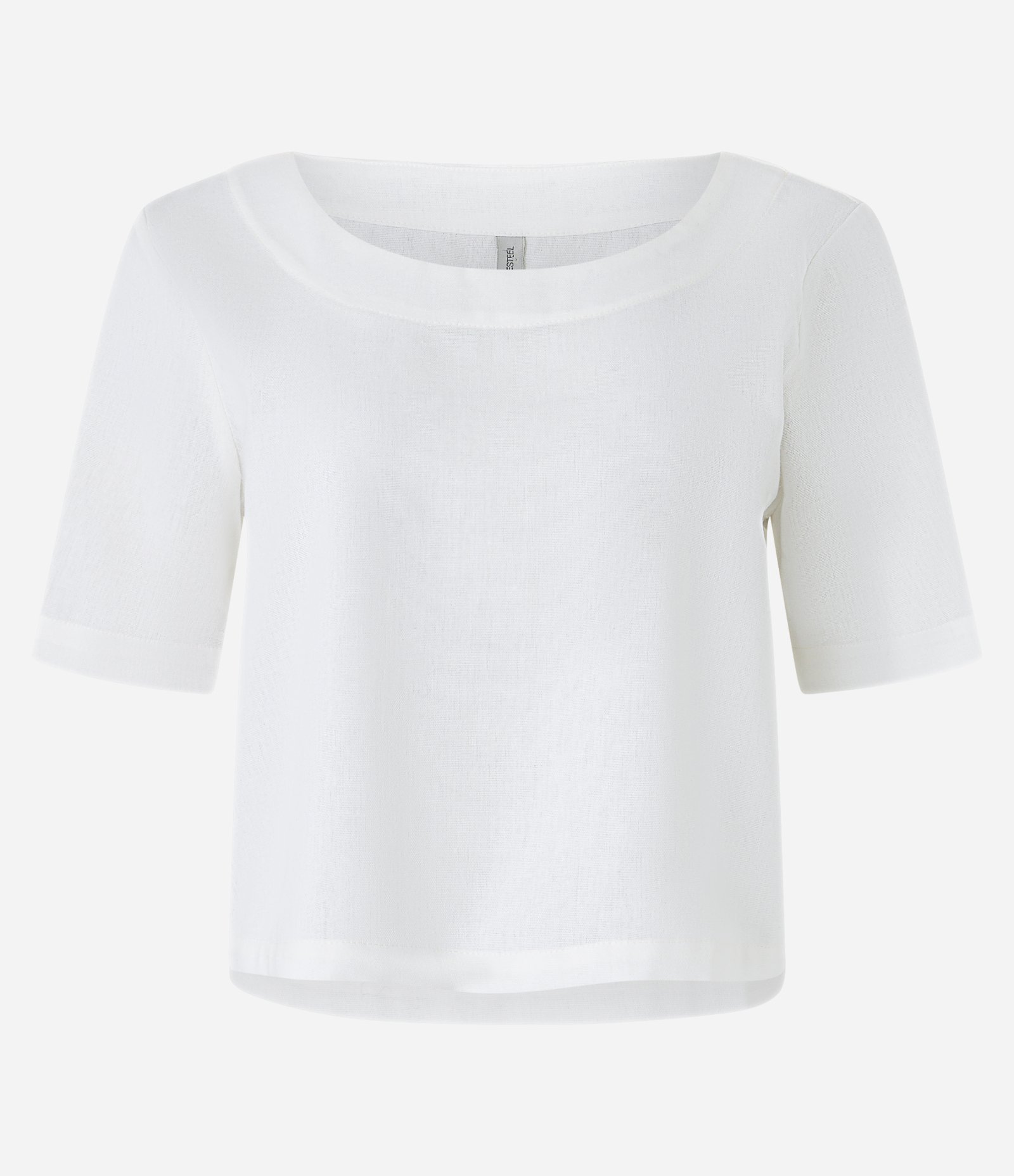 Blusa T-shirt em Viscose com Linho e Manga Curta Branco 3