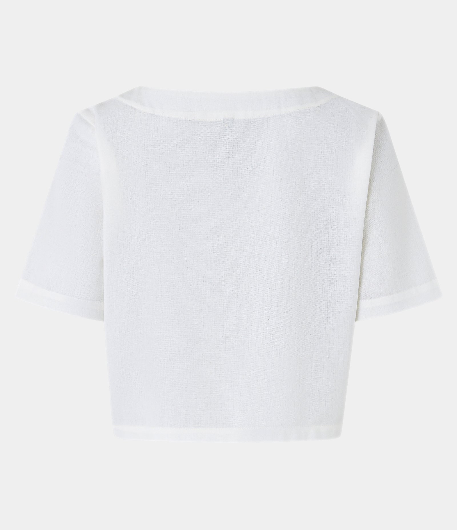 Blusa T-shirt em Viscose com Linho e Manga Curta Branco 4