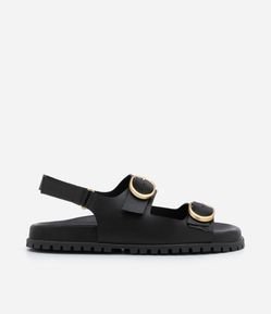 Sandália Rasteira Sport Sandal em Couro com Fivelas