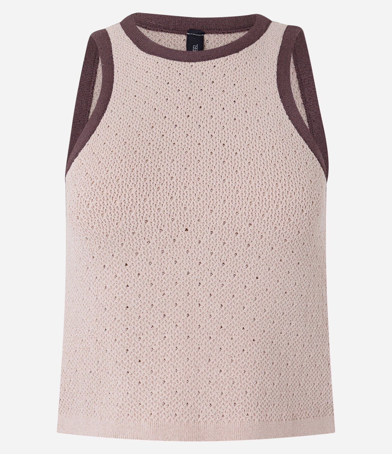 Blusa em Tricô com Textura e Viés Contrastante Bege 4