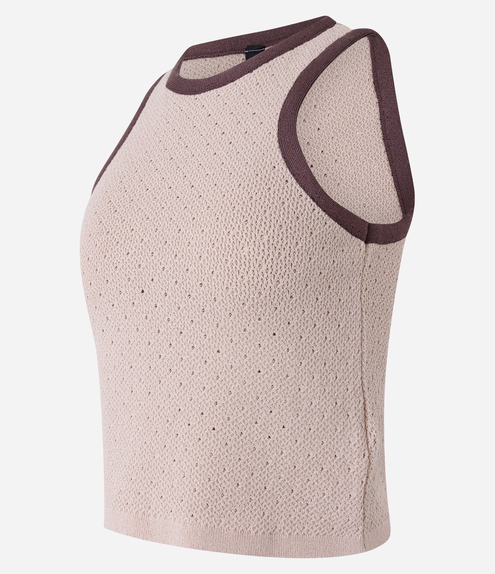 Blusa em Tricô com Textura e Viés Contrastante Bege 5