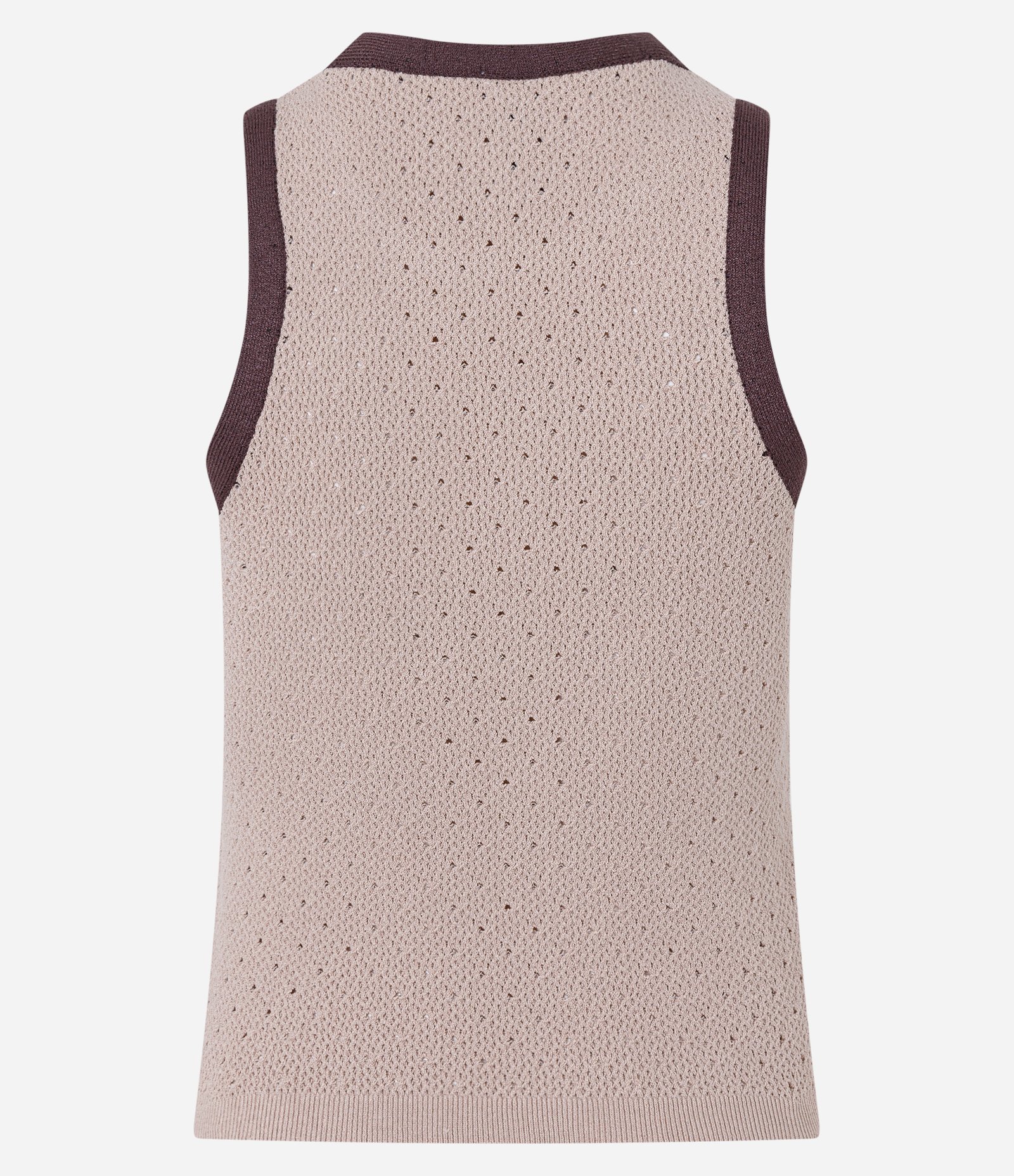 Blusa em Tricô com Textura e Viés Contrastante Bege 6