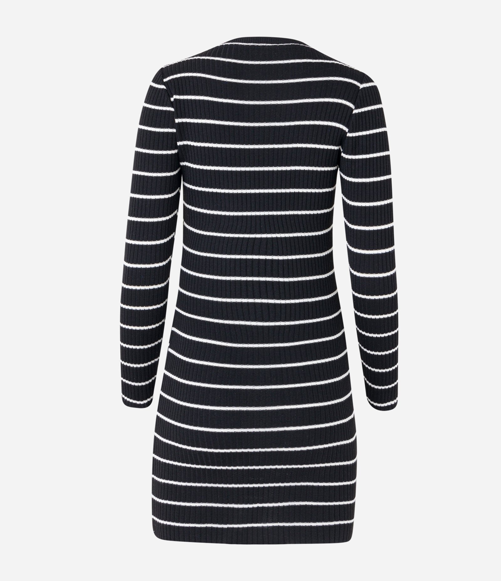 Vestido Curto em Tricô Listrado Preto 8