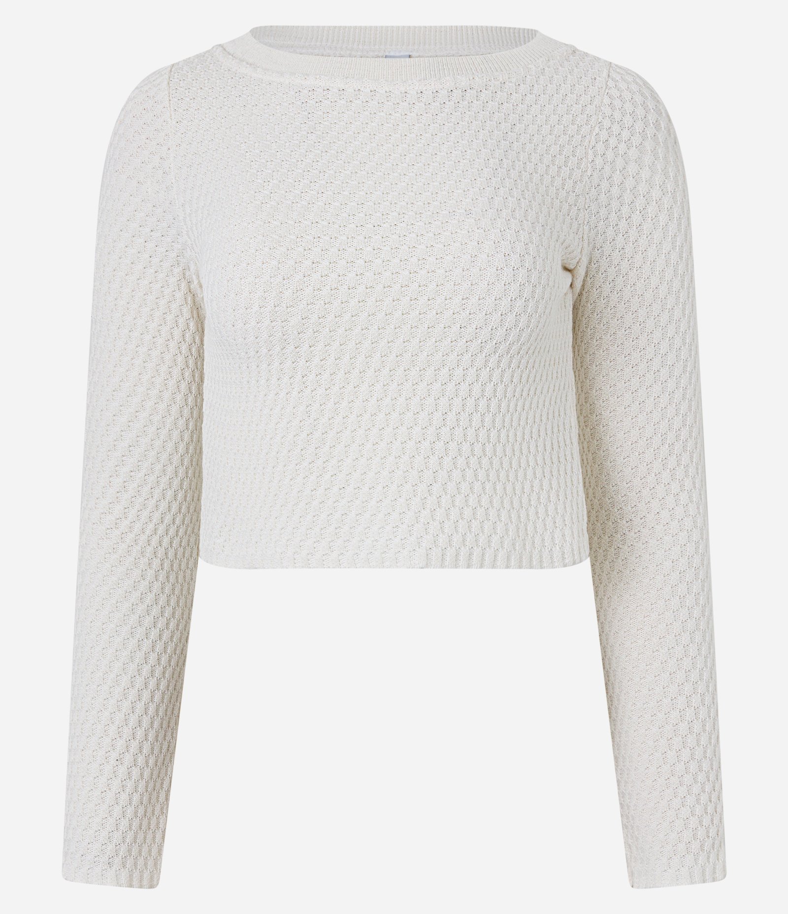 Blusa Cropped em Tricô com Ponto Diferenciado Branco Neve 5