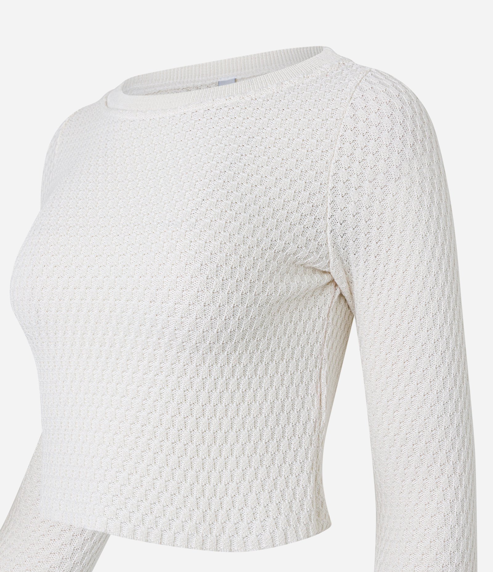 Blusa Cropped em Tricô com Ponto Diferenciado Branco Neve 6