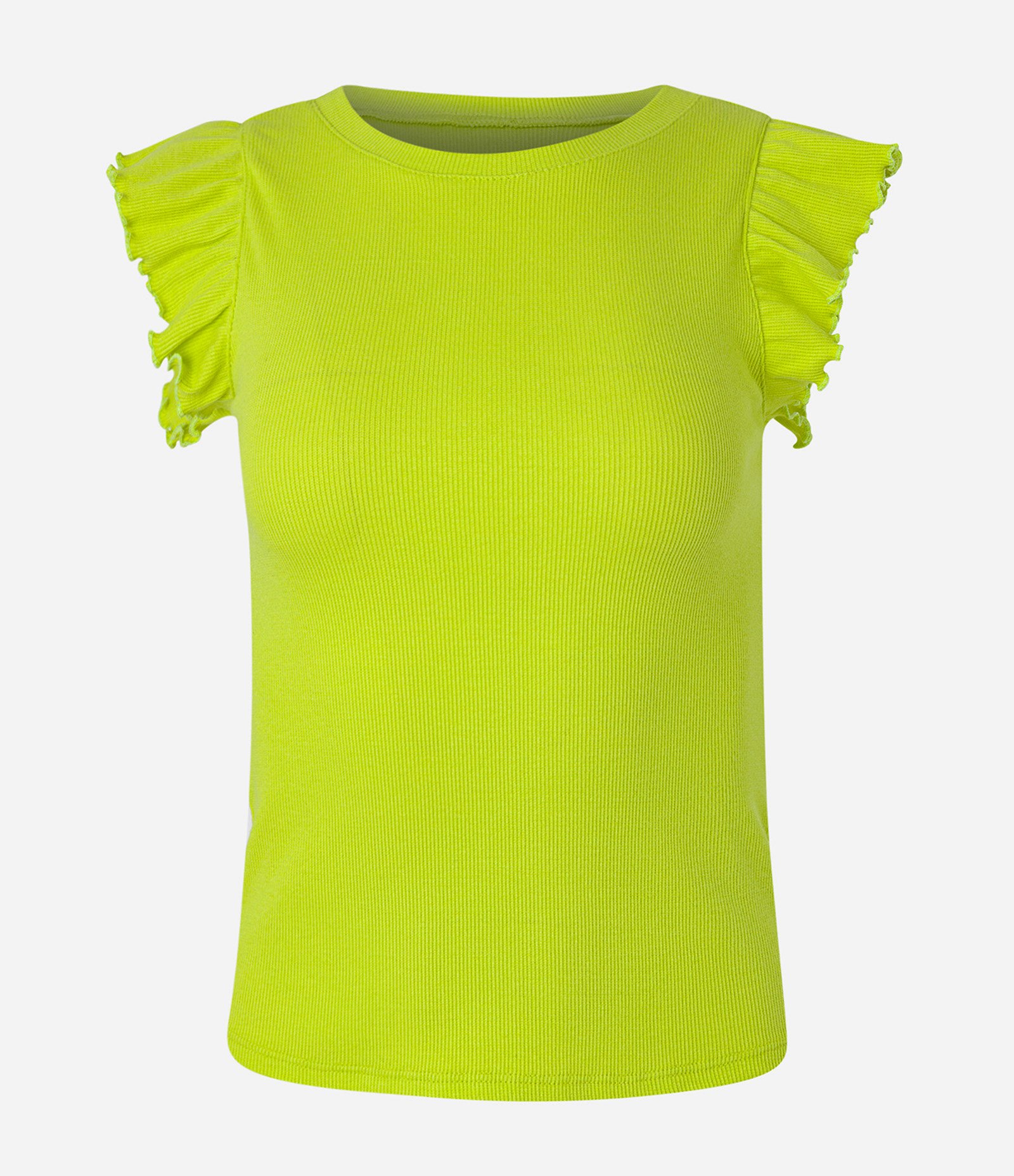 Blusa em Ribana com Babado e Viés Contrastante Verde 5