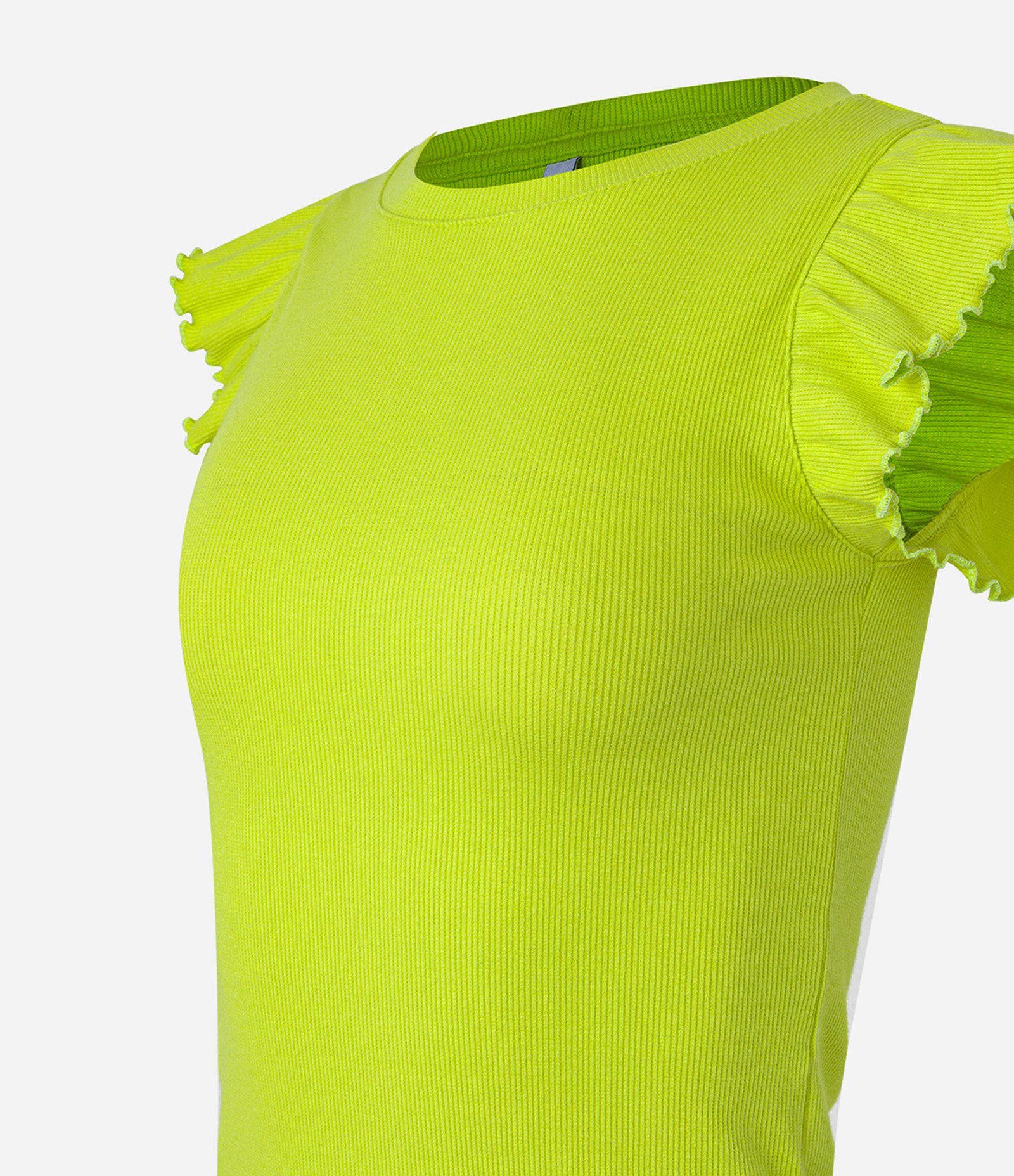 Blusa em Ribana com Babado e Viés Contrastante Verde 6