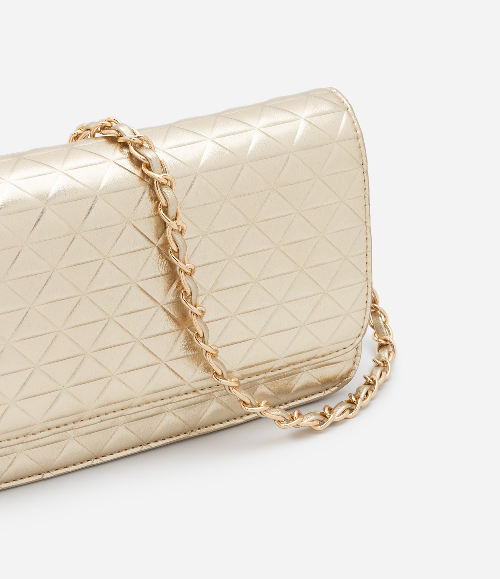 Bolsa Transversal Pequena Metalizada com Detalhe de  Pendente U 6