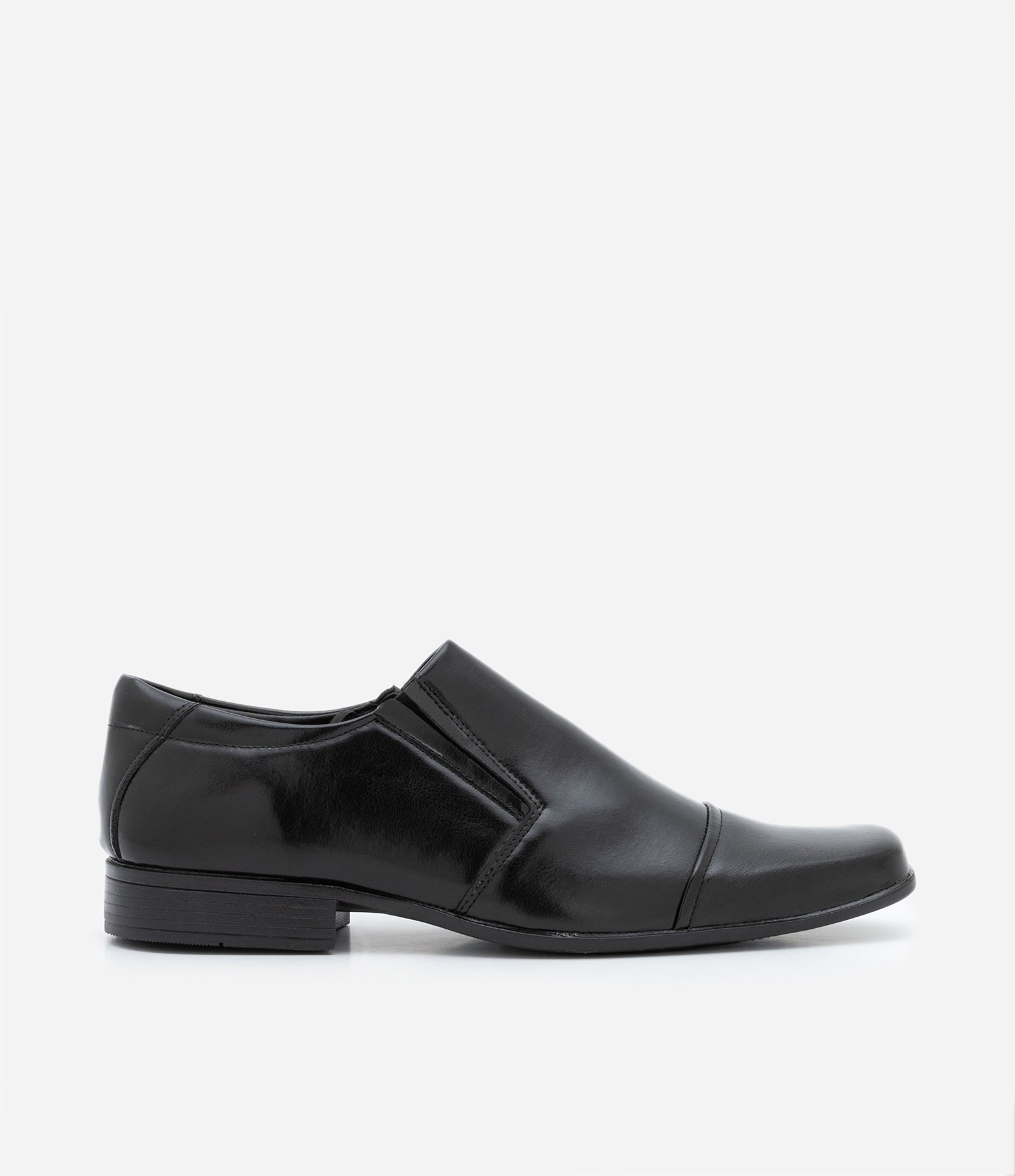 Sapato Slip On Tradicional em PU com Bico Quadrado Preto 1