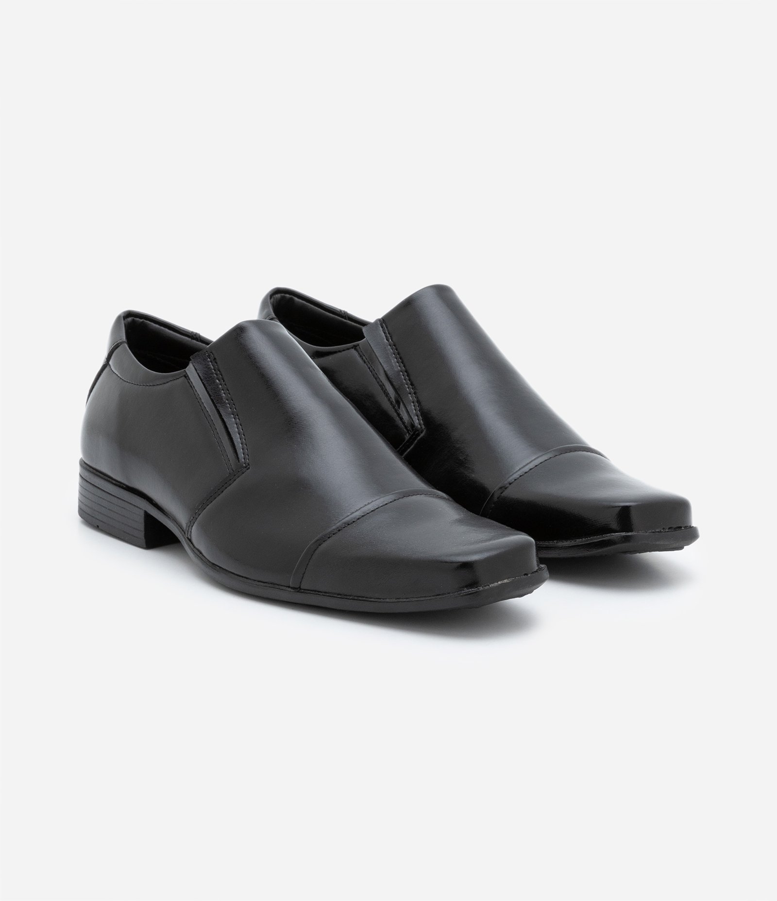 Sapato Slip On Tradicional em PU com Bico Quadrado Preto 3