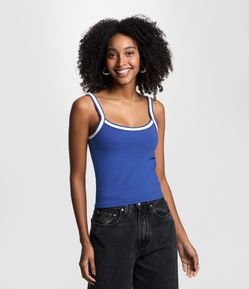 Blusa Regata em Algodão com Viés Contrastante