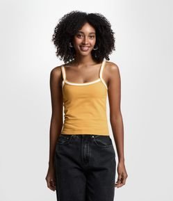 Blusa Regata em Algodão com Viés Contrastante