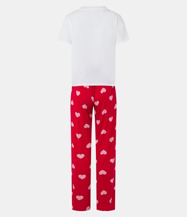 Pijama Longo com Estampa de Corações Branco/Vermelho 6