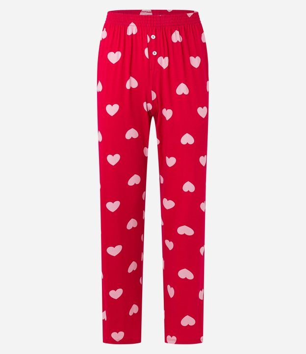 Pijama Longo com Estampa de Corações Branco/Vermelho 7