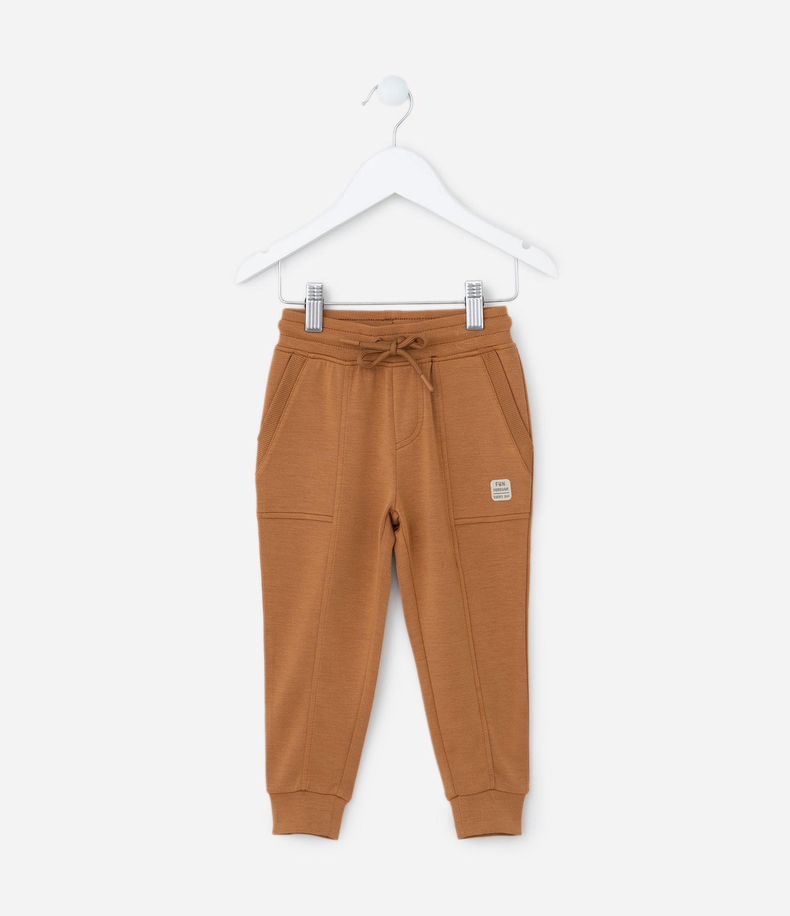 Calça Infantil em Modal com Recortes e Bolsos - Tam 1 a 6 Anos Marrom 1