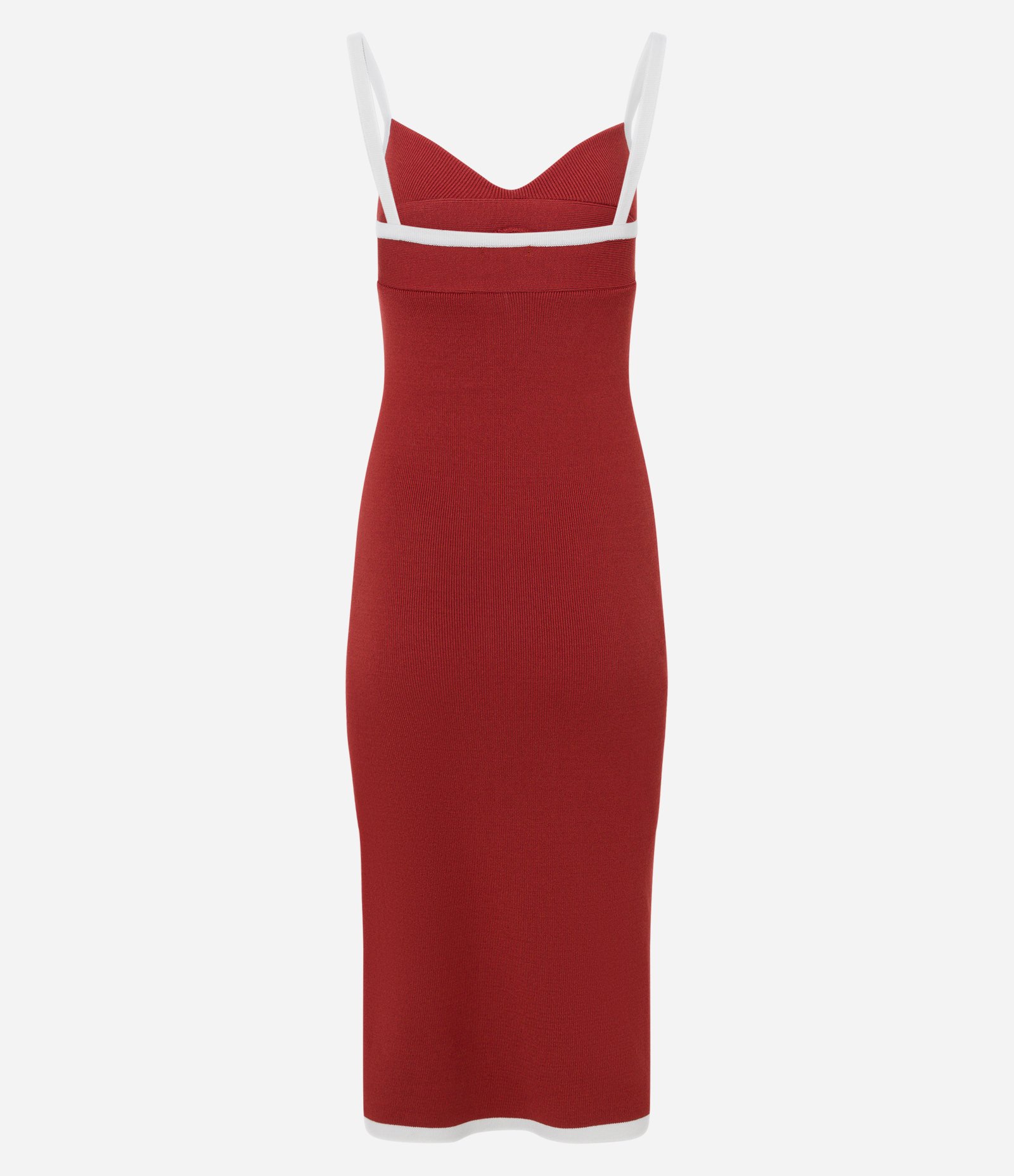 Vestido Midi om Alça Contrastante e Busto Texturizado Marrom Terracota 10