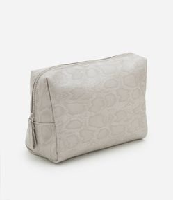 Nécessaire Trapézio Grande em Pu com Estampa de Cobra