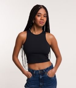 Blusa Curta Básica em Ribana Caneladinha