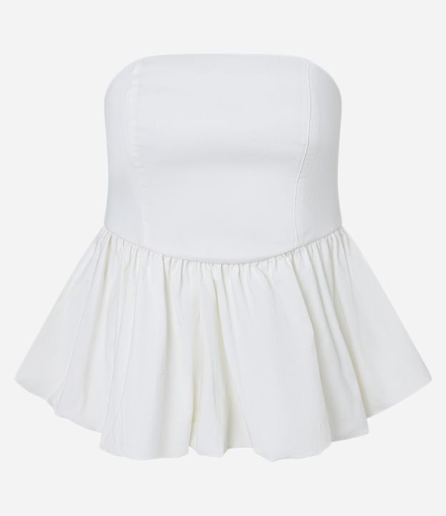 Blusa Balonê em Bengaline com Decote Tomara que Caia