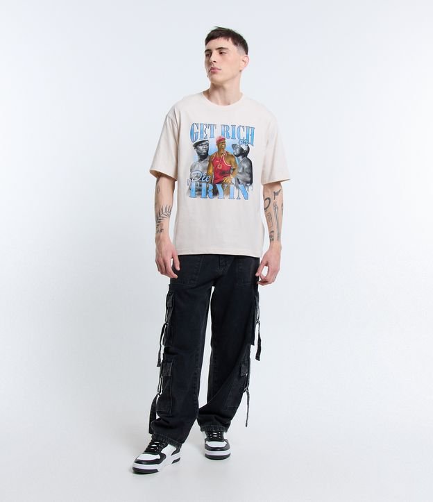 Camiseta Boxy em Algodão com Estampa 50 Cent