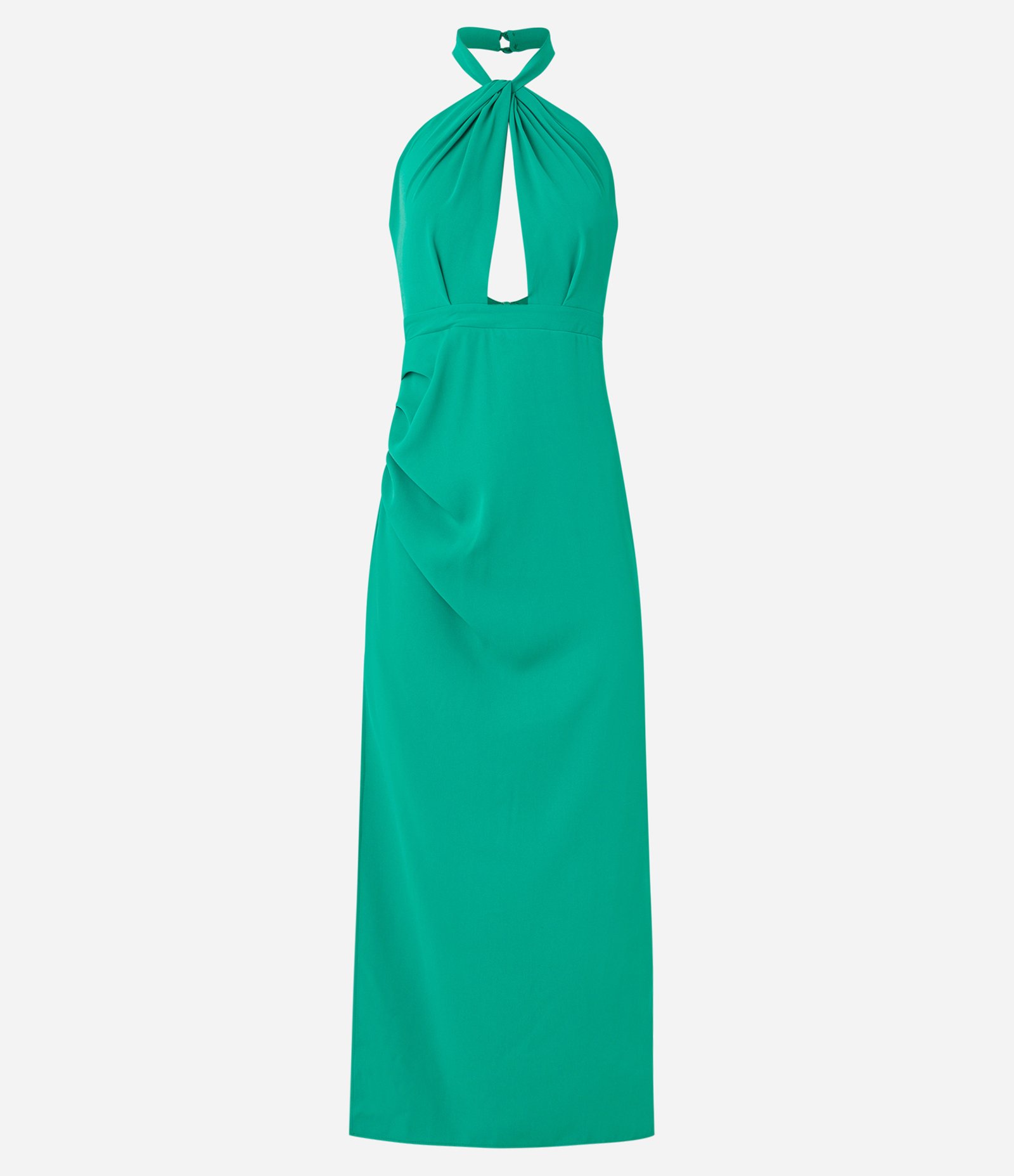 Vestido Longo em Crepe com Decote Halter Gota Verde 6