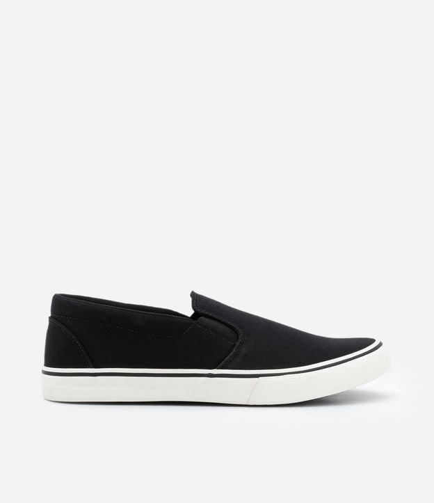 Tênis Slip On em Lona com Solado Contrastante