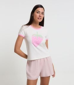 Blusa de Pijama em Algodão com Estampa de Morango